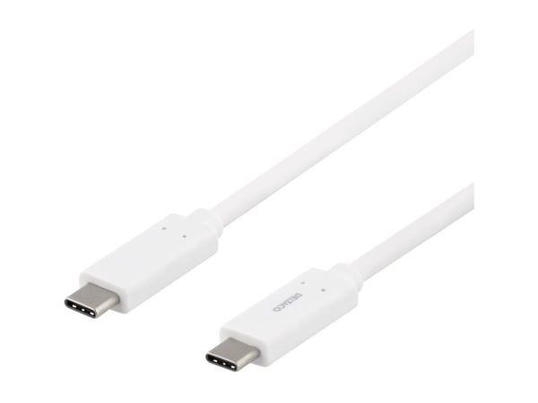 DELTACO - USB-kabel - USB-C (hann) til USB-C (hann) - 1 m - hvit