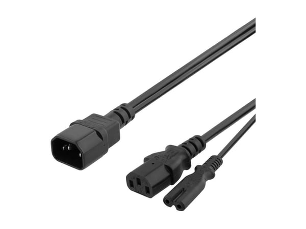 DELTACO DEL-109Y - Strøm-splitter - IEC 60320 C14 til power IEC 60320 C13, power IEC 60320 C7 - 20 cm - 20 cm