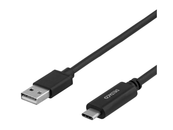 DELTACO - USB-kabel - 24 pin USB-C (hann) til USB (hann) - USB 2.0 - 1 m - svart