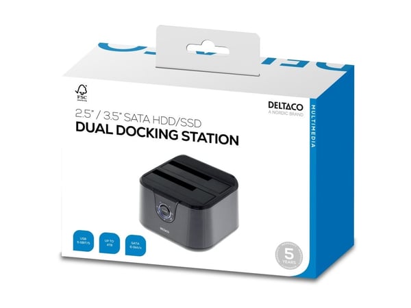 DELTACO MAP-GD35U3 - Diskkontroller - 2,5" / 3,5" delt - SATA 3Gb/s - USB 3.0 - svart