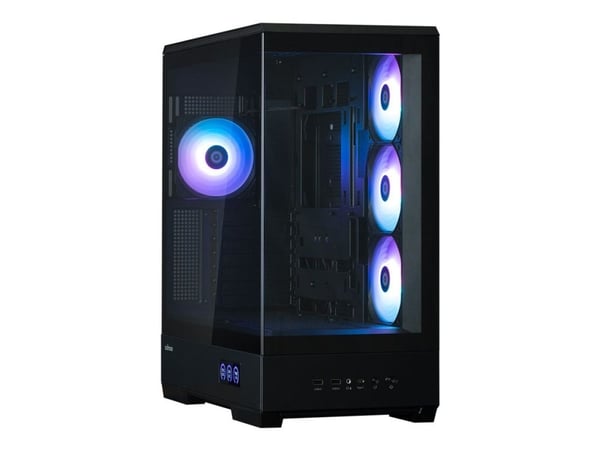 Zalman P50 DS - Mid tower - ATX - genomskinlig sidopanel (härdat glas) - ingen strömförsörjning (ATX) - svart - USB/ljud