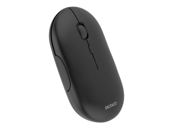DELTACO MS-803 - Mus - flat - optisk - 4 knapper - trådløs - 2.4 GHz - USB trådløs mottaker - mørk grå