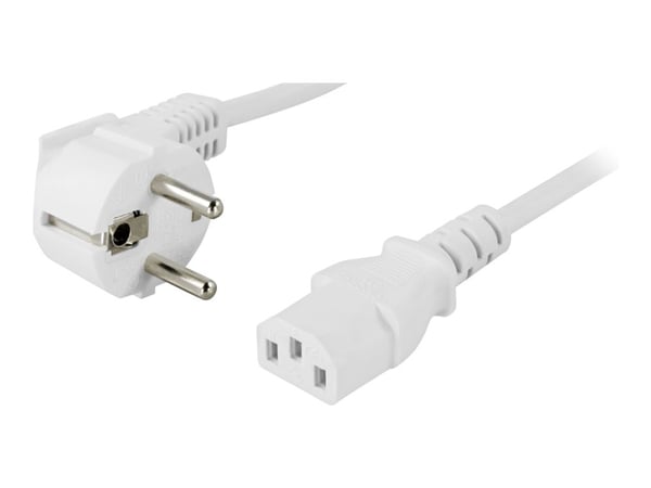 DELTACO DEL-111V - Johdinsarja - CEE 7/7 (han) vinklet til IEC 60320 C13 lige - AC 250 V - 10 A - 5 m - hvid