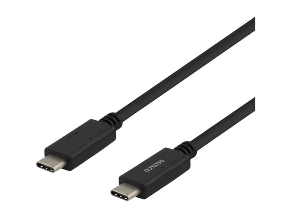 DELTACO USBC-2002 - USB-kabel - USB-C (hann) til USB-C (hann) - USB 2.0 - 3 A - 2 m - svart