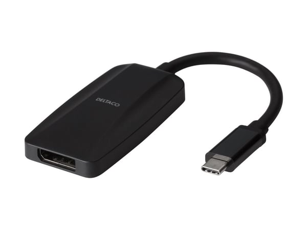 DELTACO - USB / DisplayPort-adapter - USB-C (hann) til DisplayPort (hunn) - 8 K 30 Hz (7680 x 4320) støtte - svart