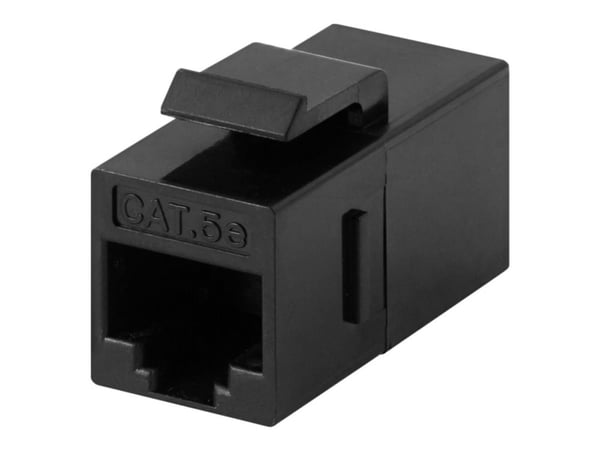 Deltaco UTP suojaamaton jatkokappale keystone-asennukseen, Cat5e, n-n, musta, Tasainen, musta, RJ-45, RJ-45, Naaras, Naaras