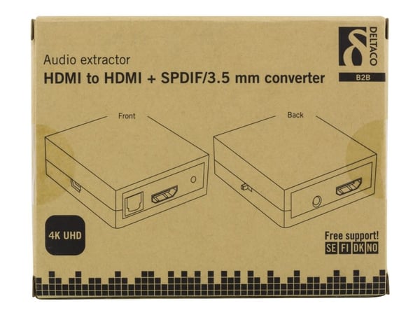 DELTACO HDMI-7038 - HDMI-lydsignalutskiller - svart