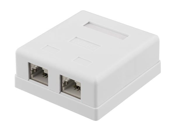 DELTACO VR-221 - Overflatemonteringsboks for nettverk - overflatemonterbar - CAT 6a - FTP - RJ-45 X 2 - hvit