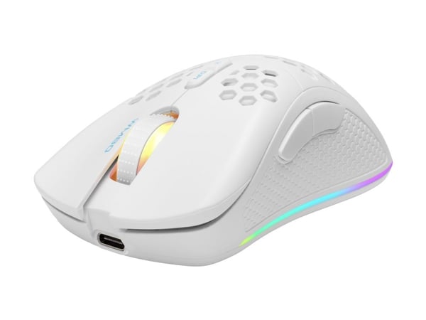DELTACO GAMING WM80 - Mus - 7 knapper - trådløs, kablet - 2.4 GHz - USB trådløs mottaker - hvit