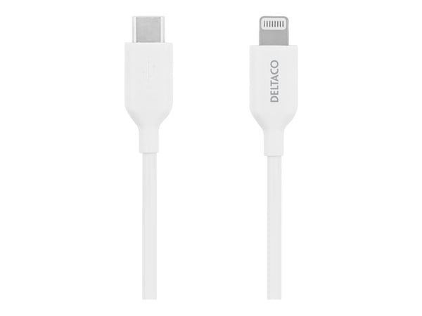 DELTACO - Lightning-kabel - USB-C hann til Lightning hann - 1 m - hvit