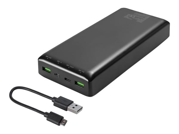 DELTACO PB-C1002 - Strømbank - 30000 mAh - 111 Wh - 18 watt - 3 A - Fast Charge - 3 utgangskontakter (USB, USB-C) - svart