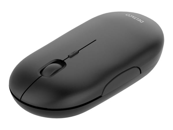 DELTACO MS-803 - Mus - flat - optisk - 4 knapper - trådløs - 2.4 GHz - USB trådløs mottaker - mørk grå