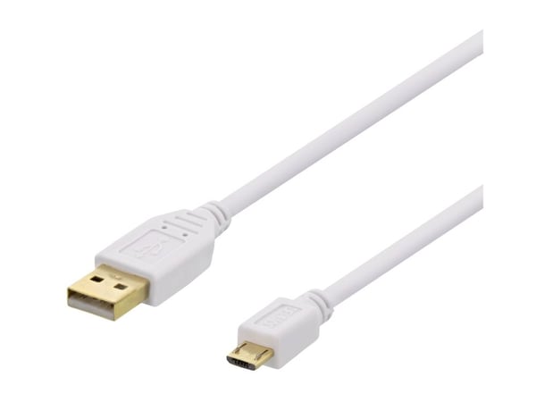 DELTACO MICRO-105 - USB-kabel - mikro-USB typ B (hane) till USB (hane) - USB 2.0 - 1 m - vit
