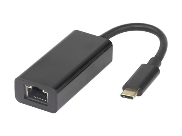 DELTACO - Nettverksadapter - USB-C 3.1 - 10/100/1000Base-T(X) x 1 - svart
