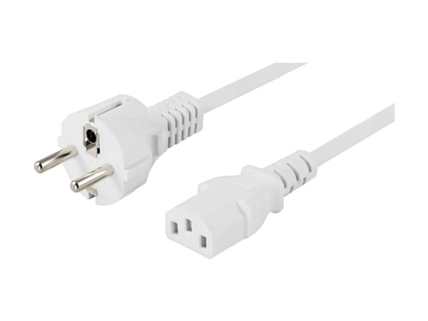 DELTACO DEL-111NV - Strømkabel - power CEE 7/7 (hann) rett til power IEC 60320 C13 rett - AC 250 V - 10 A - 10 m - hvit