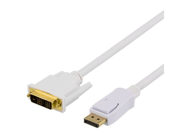 DELTACO - DisplayPort-kabel - enkeltlenke - DisplayPort (hann) til DVI-D (hann) - 1 m - hvit
