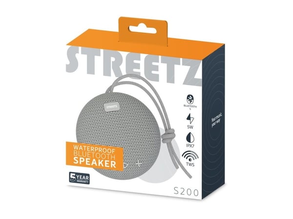 STREETZ CM764 - Høyttaler - for bærbar bruk - trådløs - Bluetooth - 5 watt - grå