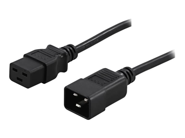 DELTACO DEL-112NA - Jatkojohto virtakaapelille - IEC 60320 C19 - IEC 60320 C20 - AC 250 V - 16 A - 2 m - suora liitin - musta