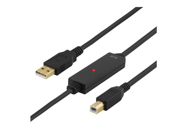 DELTACO USB-EX05M - USB-kabel - USB-type B (hann) til USB (hann) - 5 m - aktiv - svart