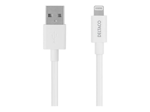 DELTACO - Lightning-kaapeli - USB han til Lightning han - 50 cm - hvid - for Apple iPad/iPhone/iPod (Lightning)