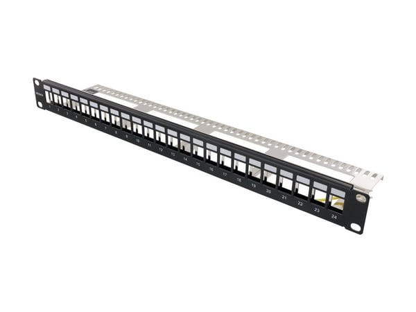 DELTACO PAN-214 - Patchpanel - rackmonterbar - svart - 1U - 19" - 24 portar