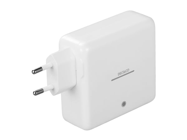 DELTACO - Strømbank / strømadapter - Li-Ion - 9600 mAh - 35.52 Wh - 60 watt - QC - 2 utgangskontakter (USB-C) - hvit