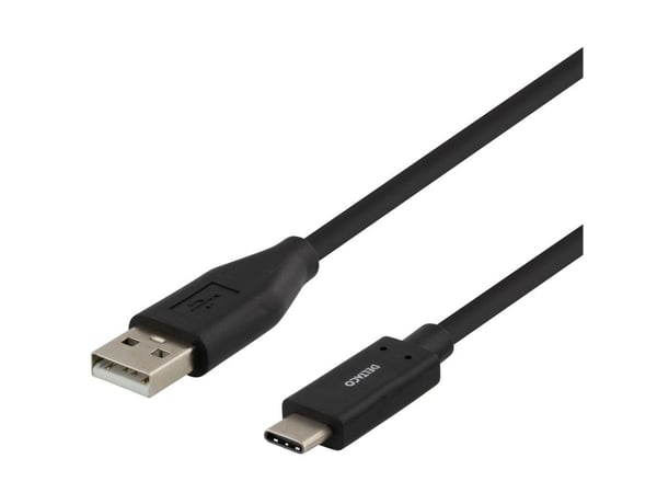 DELTACO USBC-1003M - USB-kaapeli - USB-C (uros) - USB (uros) - USB 2.0 - 3 A - 50 cm - musta