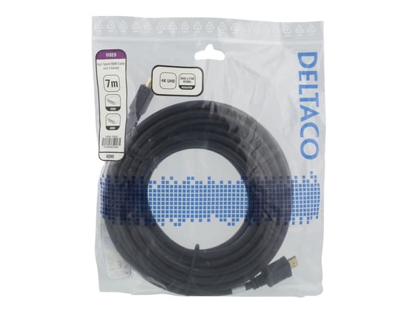 DELTACO High-Speed HDMI-kabler, 7m, Ethernet, 4K UHD, Uten ferritt, svart / HDMI-1060D