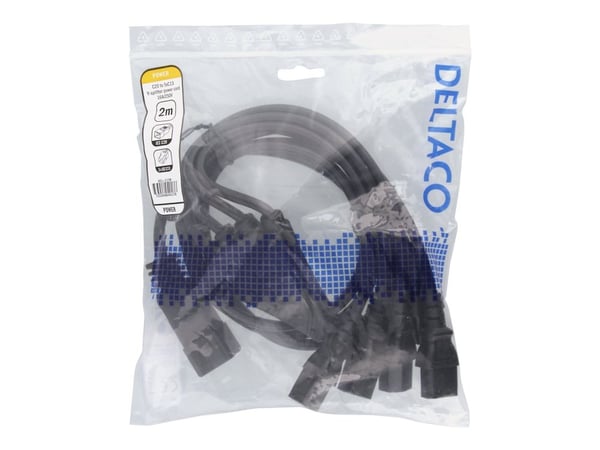DELTACO - Strømsplitter - IEC 60320 C20 til power IEC 60320 C13 - 250 V - 16 A - 2 m - svart