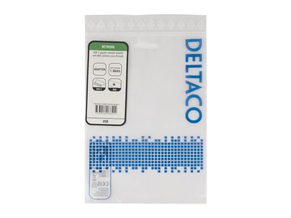 DELTACO - Nettverksadapter - USB-C 3.1 - 10/100/1000Base-T(X) x 1 - svart