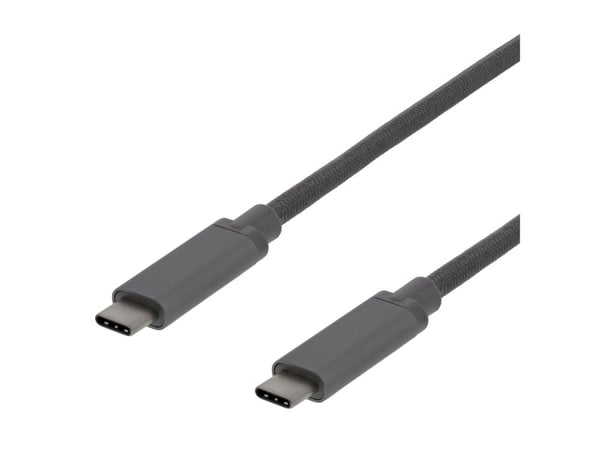 DELTACO USBC-1362 - USB-kaapeli - 24-nastainen USB-C (uros) - 24-nastainen USB-C (uros) - USB 3.1 Gen 2 - 1 m - USB Power Delivery (3 A, 60 W) - ha...