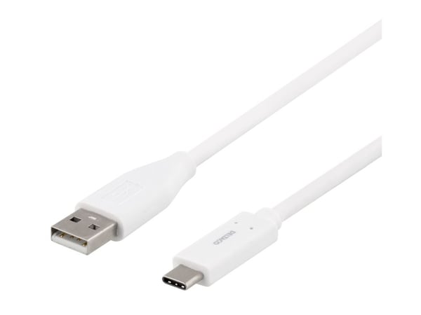 Deltaco USBC-1011M, 2 m, USB C, USB A, USB 2.0, Valkoinen