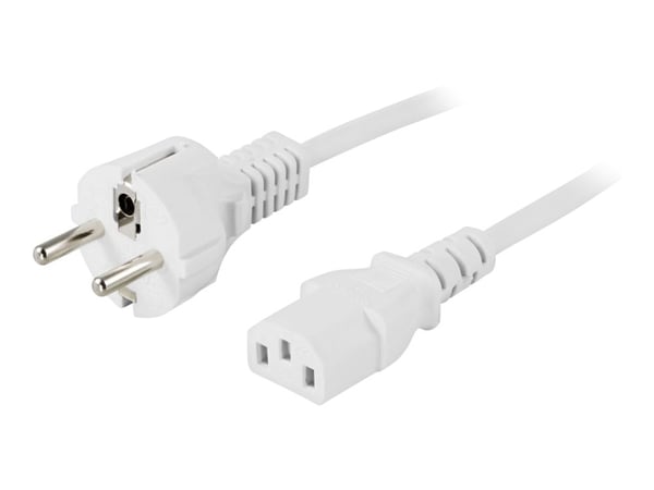 DELTACO DEL-111MV - Johdinsarja - CEE 7/7 (han) lige til IEC 60320 C13 lige - AC 250 V - 10 A - 5 m - hvid - hvid
