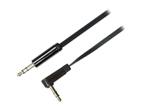 DELTACO AUD-121 - Lydkabel - mini-phone stereo 3.5 mm hann til mini-phone stereo 3.5 mm hann - 1 m - svart - 90° kontakt