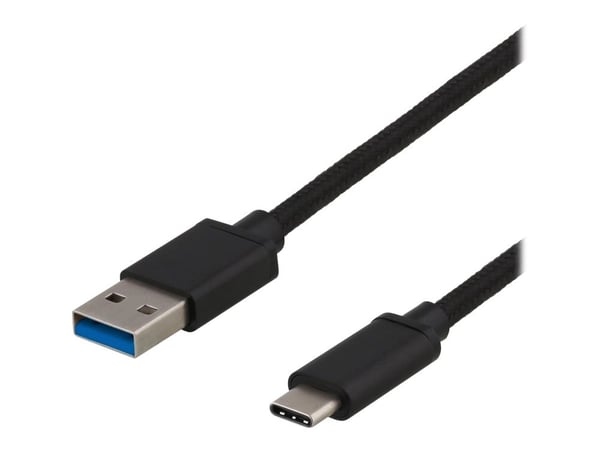 DELTACO - USB-kabel - USB-type A (hann) til USB-C (hann) - USB 3.1 Gen 1 - 3 A - 50 cm - svart