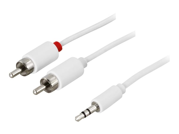 DELTACO - Lydkabel - RCA hann til mini-phone stereo 3.5 mm hann - 10 m - hvit