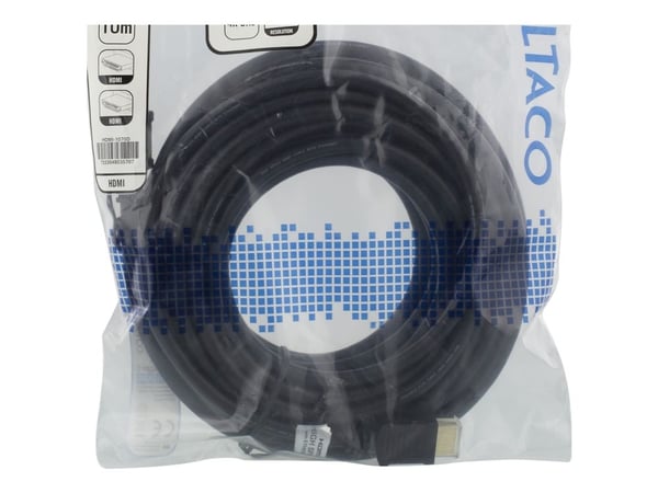 DELTACO HDMI-1070D - HDMI-kabel med Ethernet - HDMI hann til HDMI hann - 10 m - svart - 4K-støtte