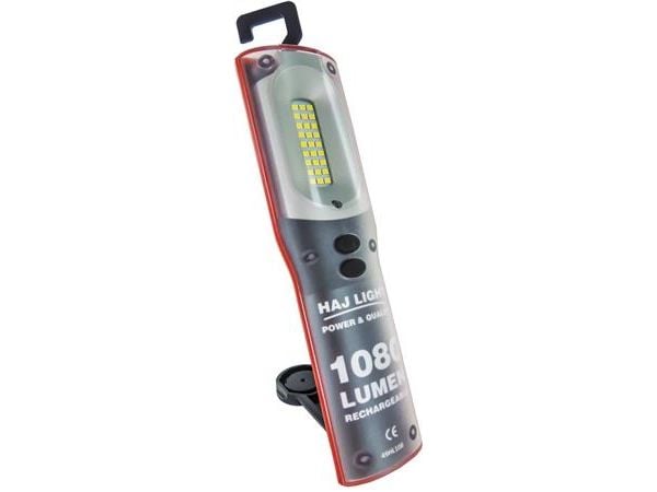 HAJ LIGHT oppladbart inspeksjonslys 1200 lumen + 250 lumen topplys med dimbart frontlys 1200/