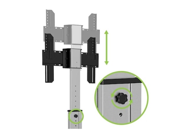 Techly ICA-TR51, 165,1 cm (65"), 400 x 200 mm, 600 x 400 mm, 90°, Aluminium, Sort, Sølv