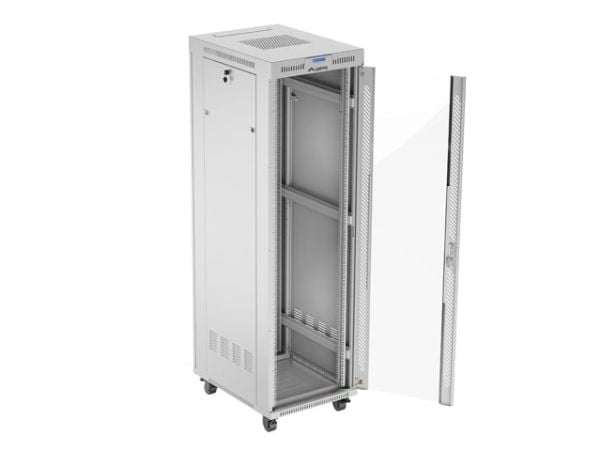19" 42U 600X800 GRÅ LANBERG GLASDÖRR (FLAT PACK) V2