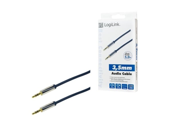 LogiLink 3.5mm - 3.5mm 5m, 3.5mm, Hankjønn, 3.5mm, Hankjønn, 5 m, Blå