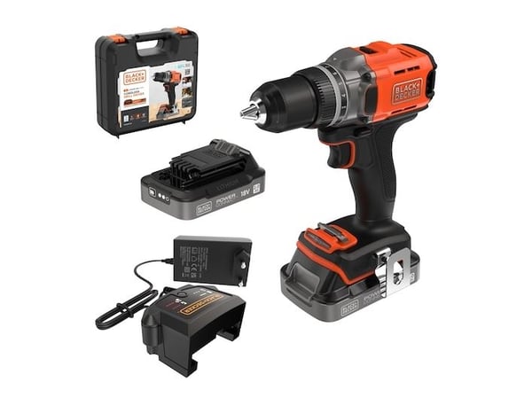 batteridrevet drill/driver, 45Nm, 18V POWERCONNECT, Black & Decker [BCD382D2XK-QW] 2x2.0Ah, koffert