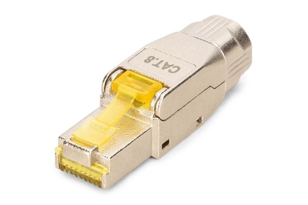 Digitus DN-93838, RJ-45, Hopea, Keltainen, Uros, Suora, Cat8.1, Nikkeli/Kulta
