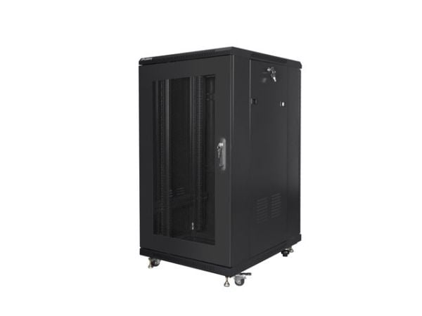 19" 22U 600X800 MUSTA REI'ITETTY OVI LANBERG ASENNUSTELINE (FLAT PACK)
