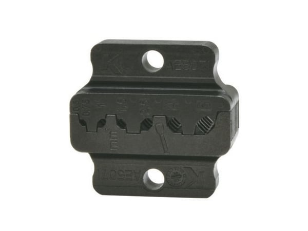 Klauke AE5071 puristusmuotit 0,5 - 6 qmm - Soveltuu DIN 46228-1 ja DIN 46228-4 mukaisille lankasulakkeille. Nelikulmainen puristusmuotti ja kampapr...