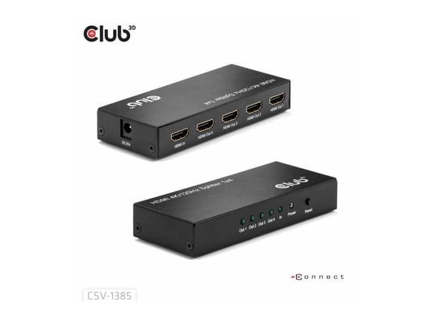 CLUB3D Umschalter, HDMI, 4x HDMI, 3840 x 2160 piksler, Sort, 4K Ultra HD, 1.4/2.2