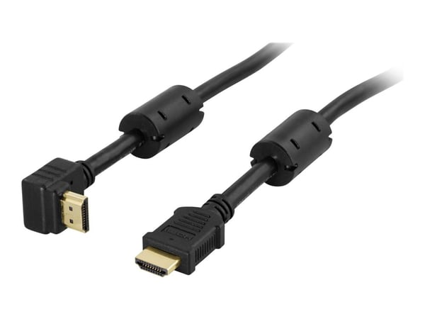 DELTACO HDMI-1015V - HDMI-kaapeli Ethernetillä - HDMI uros HDMI uros - HDMI uros - 1,5 m - musta - kulmaliitin
