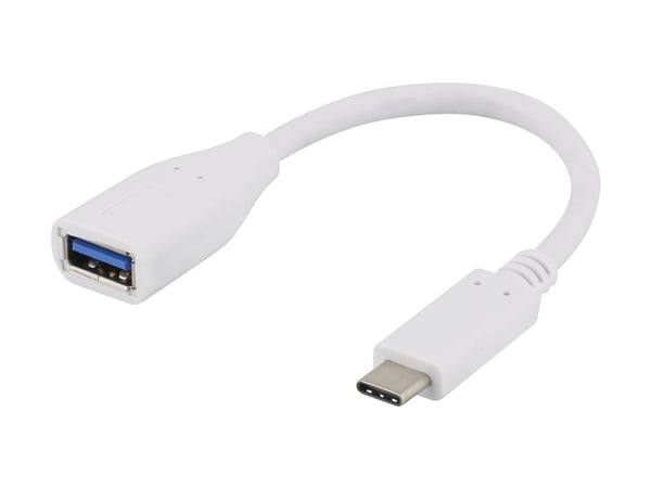 Deltaco USBC-1205, 0,15 m, USB C, Micro-USB A, Valkoinen