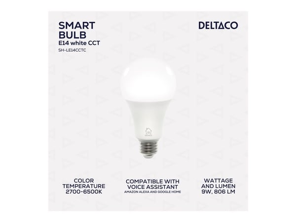 DELTACO SMART HOME - LED-lyspære - E27 - 9 W (ekvivalent 60 W) - varmt til kaldt hvitt lys - 2700-6500 K