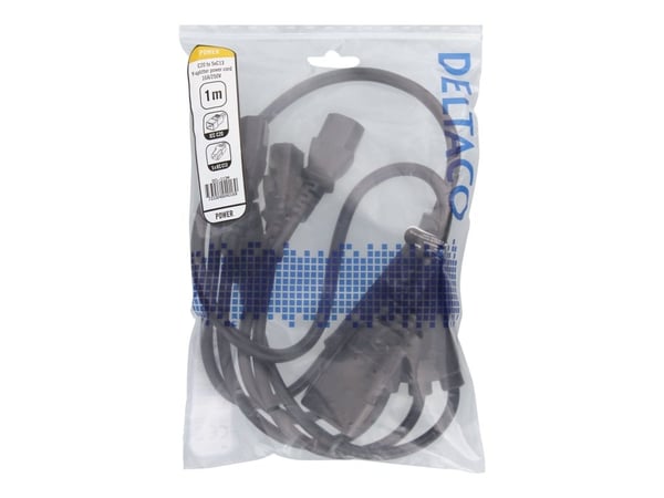 DELTACO - Tehonjakaja - IEC 60320 C20 - IEC 60320 C13 - 250 V - 16 A - 1 m - musta